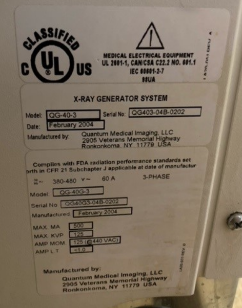 Quantum QG-40-3 X-Ray Generator